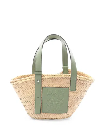 Pre-owned Loewe 2010s S Basket Raffia Tote Bag In Neutrals