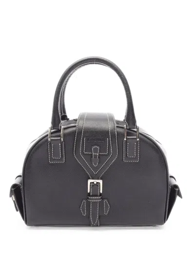 Pre-owned Loewe 2010s Senda Buckle-strap Leather Tote Bag In Black