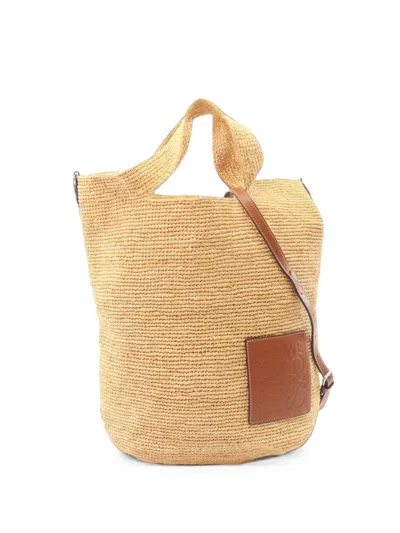Pre-owned Loewe 2010s Slit Basket Tote Bag In ニュートラル