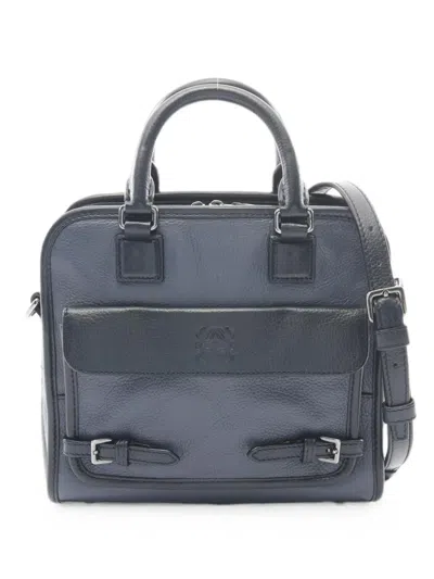 Pre-owned Loewe 2010s Small Cruz Leather Tote Bag In ブルー