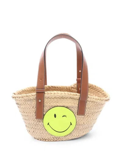 Pre-owned Loewe 2010s Small Smiley World Basket Bag In Neutrals