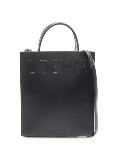 Pre-owned Loewe 2010s Standard A4 Leather Tote Bag In Black