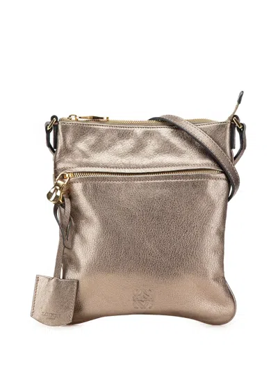 Pre-owned Loewe 2011 Anagram Leather Messenger Bag Crossbody Bag In Gold