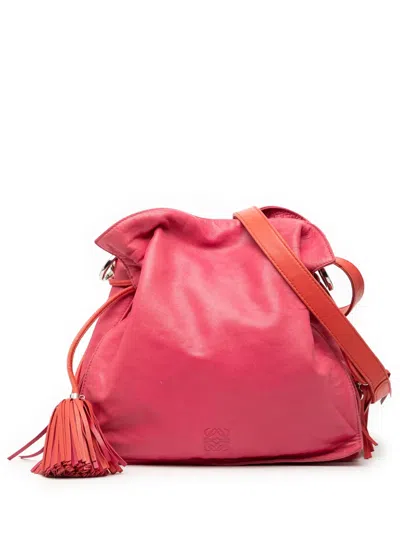 Pre-owned Loewe 2011 Bicolor Nappa Flamenco Tassel 30 Crossbody Bag In Pink