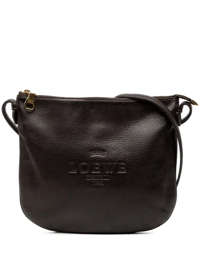 Pre-owned Loewe 2011 Leather Heritage Crossbody Bag In Brown