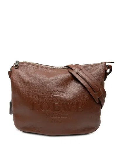 Pre-owned Loewe 2011 Leather Heritage Crossbody Bag In Brown
