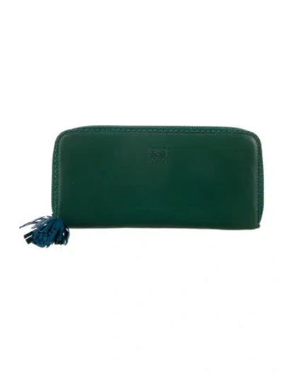 Pre-owned Loewe 2011 Signature Logo Continental Wallet In Green