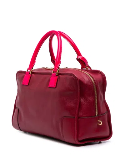 Pre-owned Loewe 2011 Special Edition Bicolor Leather Amazona 36 Handbag In Red