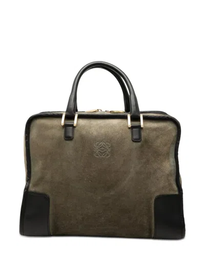 Pre-owned Loewe 2011 Suede Amazona 32 Handbag In Green