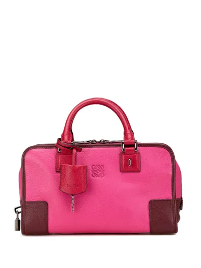 Pre-owned Loewe 2011 Tricolor Goatskin Amazona 28 Handbag In 粉色