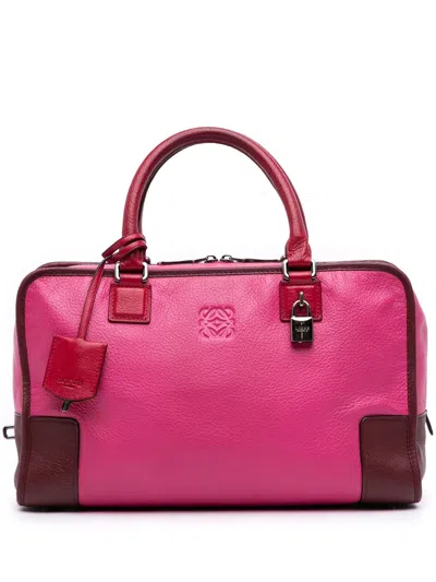 Pre-owned Loewe 2011 Tricolor Goatskin Amazona 36 Handbag In Pink