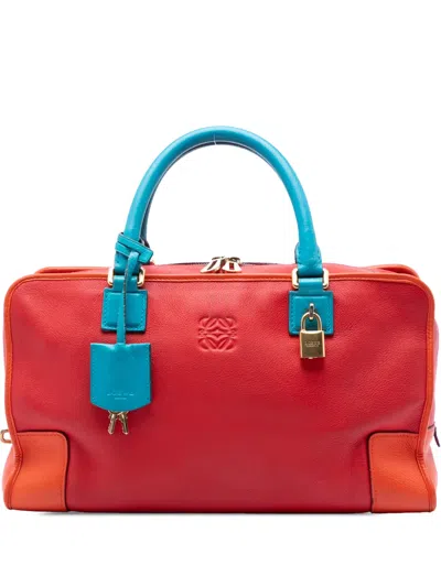 Pre-owned Loewe 2011 Tricolor Leather Amazona 36 Handbag In Orange