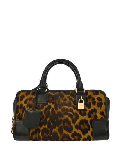 Pre-owned Loewe 2012 Amazona Leopard Print Top Handle Handbag In Neutral