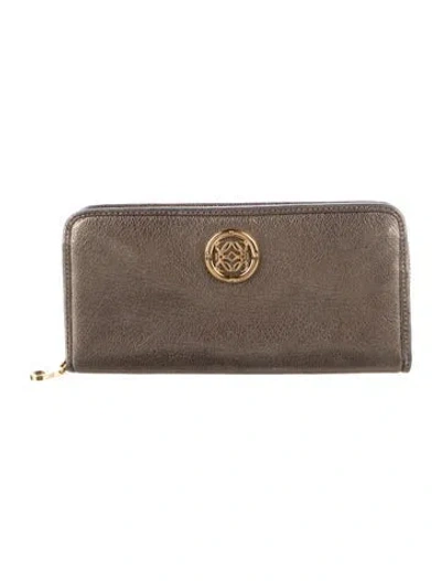 Pre-owned Loewe 2012 Anagram Continental Wallet In Gray