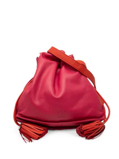 Pre-owned Loewe 2012 Bicolor Nappa Flamenco Tassel 30 Crossbody Bag In Pink
