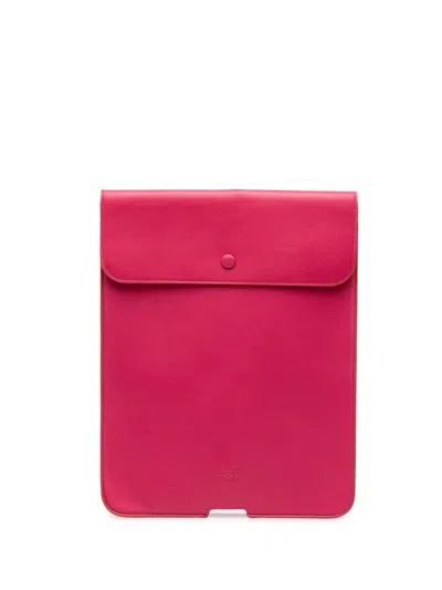 Pre-owned Loewe 2012 Calfskin Anagram Ipad Case In Pink