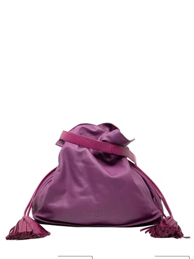 Pre-owned Loewe 2012 Calfskin Flamenco Tassel 36 Crossbody Bag In Purple