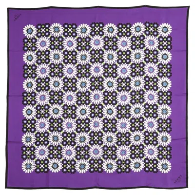 Pre-owned Loewe 2012 Foulard Carr� Soie 90 Al Andalus Purple Black Silk Twill Carre Scarf