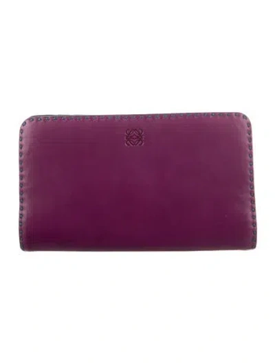 Pre-owned Loewe 2012 Lambskin Wallet In Purple