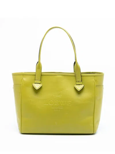 Pre-owned Loewe 2012 Leather Heritage Tote Bag In Green