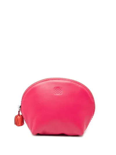 Pre-owned Loewe 2012 Nappa Anagram Cosmetic Pouch In Pink