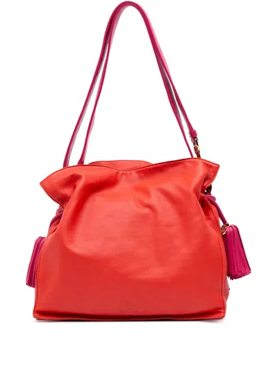Pre-owned Loewe 2012 Nappa Flamenco Tassel 30 Crossbody Bag In Orange