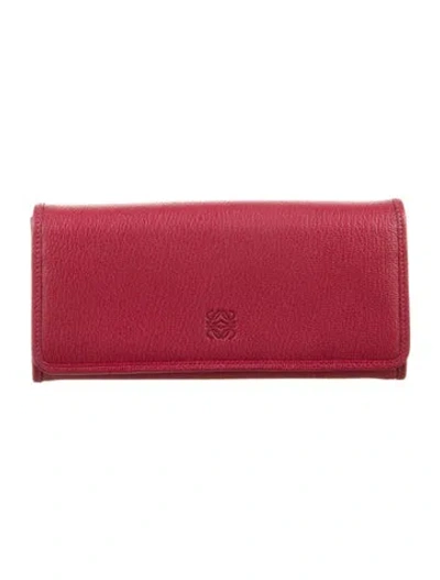 Pre-owned Loewe 2012 Signature Logo Continental Wallet In Red