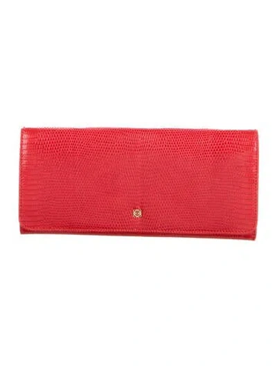Pre-owned Loewe 2012 Signature Logo Continental Wallet In Red