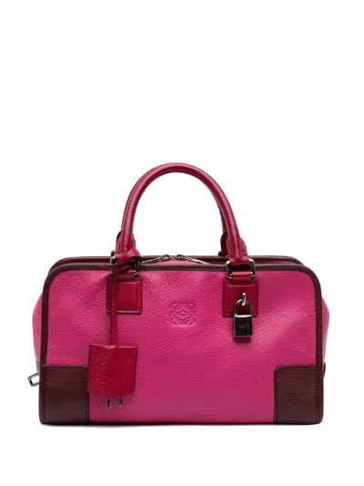 Pre-owned Loewe 2012 Tricolor Goatskin Amazona 28 Handbag In Pink