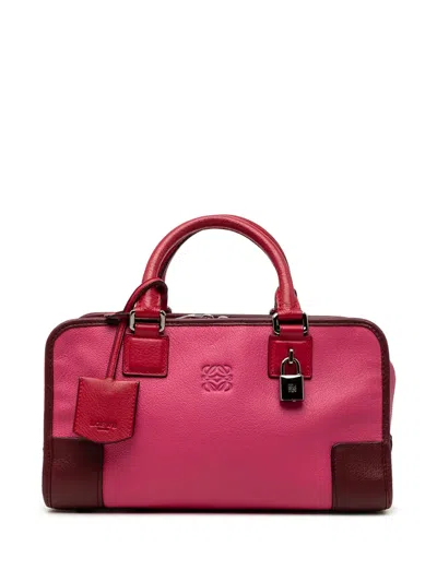 Pre-owned Loewe 2012 Tricolor Goatskin Amazona 28 Handbag In Pink