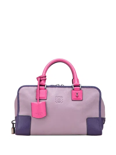 Pre-owned Loewe 2012 Tricolor Goatskin Amazona 28 Handbag In Purple