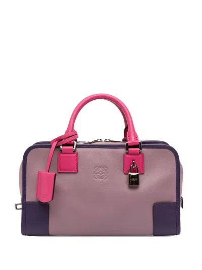 Pre-owned Loewe 2012 Tricolor Goatskin Amazona 28 Handbag In Purple