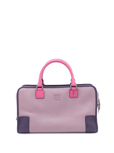 Pre-owned Loewe 2012 Tricolor Goatskin Amazona 36 Handbag In Purple