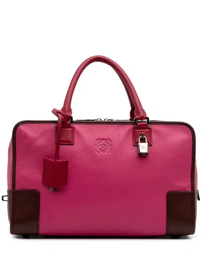 Pre-owned Loewe 2012 Tricolor Leather Amazona 36 Handbag In Pink