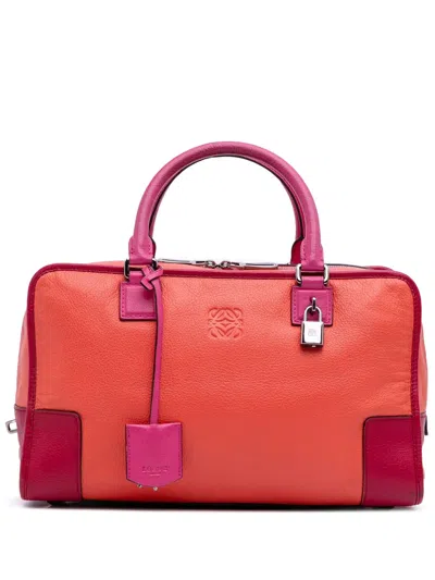 Pre-owned Loewe 2012 Tricolor Leather Amazona 36 Handbag In Orange
