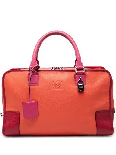 Pre-owned Loewe 2012 Tricolor Leather Amazona 36 Handbag In Orange