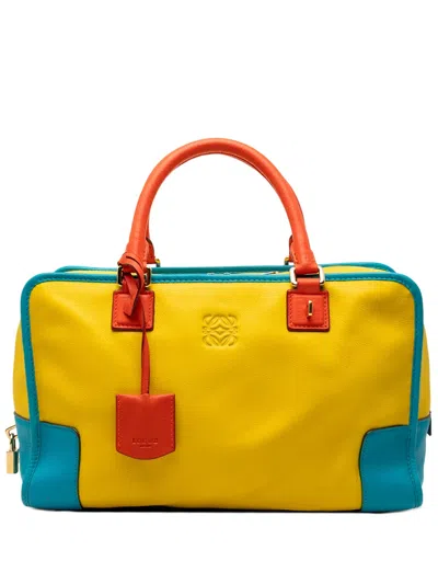 Pre-owned Loewe 2012 Tricolor Leather Amazona 36 Handbag In Yellow