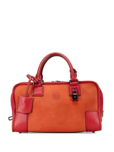 Pre-owned Loewe 2013 Suede Amazona 28 Handbag In オレンジ