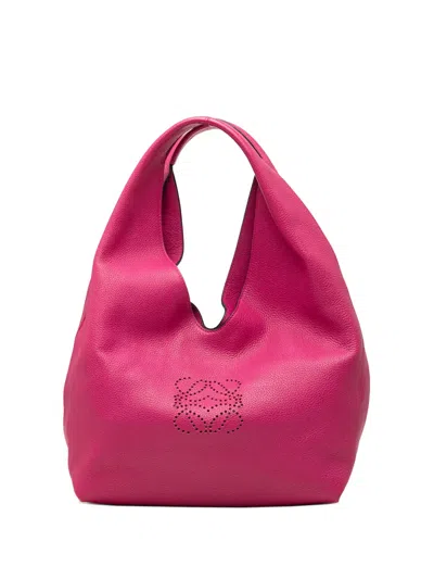 Pre-owned Loewe 2013 Calfskin Anagram Dunas Hobo Shoulder Bag In Pink