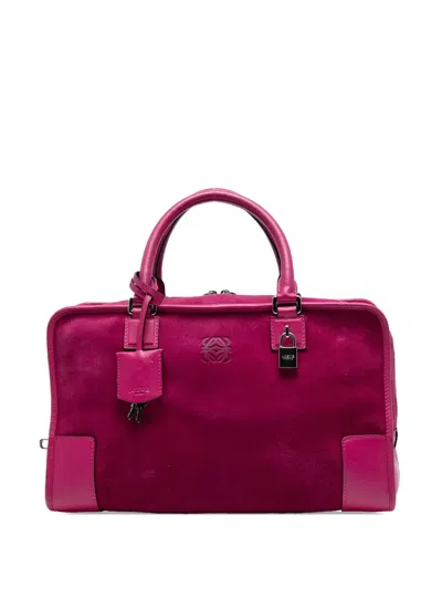 Pre-owned Loewe 2013 Suede Amazona 36 Handbag In Pink