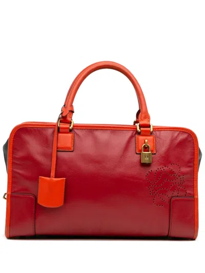 Pre-owned Loewe 2013 Tricolor Leather Amazona 36 Handbag In Red