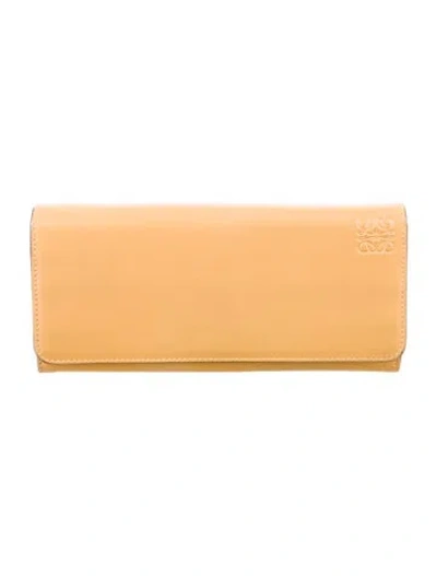 Pre-owned Loewe 2013-2014 Leather Continental Wallet In Yellow