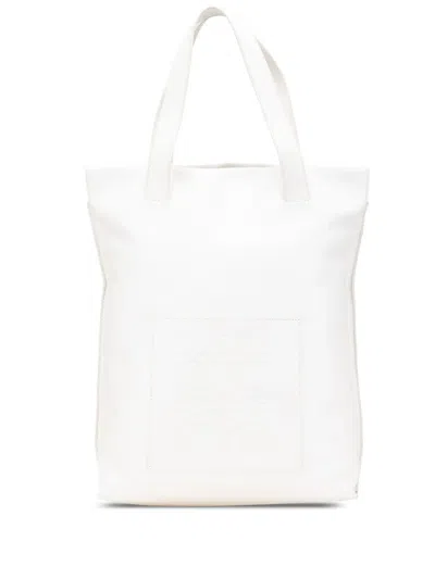 Pre-owned Loewe 2014 Anagram Leather Shopper Tote Bag In White