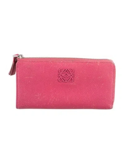 Pre-owned Loewe 2014 Continental Zip Wallet In Pink