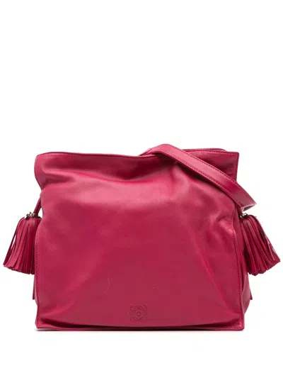 Pre-owned Loewe 2014 Nappa Flamenco Tassel 30 Crossbody Bag In Pink