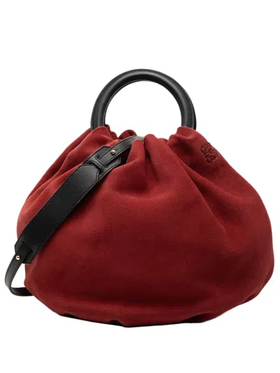 Pre-owned Loewe 2014 Suede Bounce Bag Satchel In Red