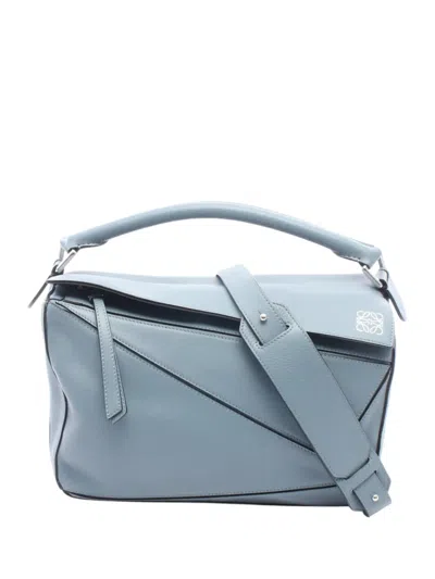 Pre-owned Loewe 2014-2015 Medium Calfskin Puzzle Satchel In Blue