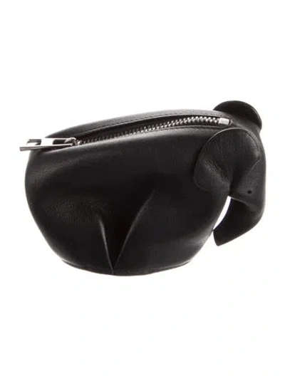 Pre-owned Loewe 2015 Elephant Coin Purse Pouch In Black