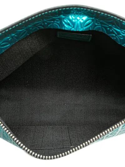 Pre-owned Loewe 2015 Embossed Metallic Patent Anagram Repeat T Pouch Clutch Bag