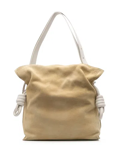 Pre-owned Loewe 2015 Large Suede Flamenco Knot Tote Bag In Brown